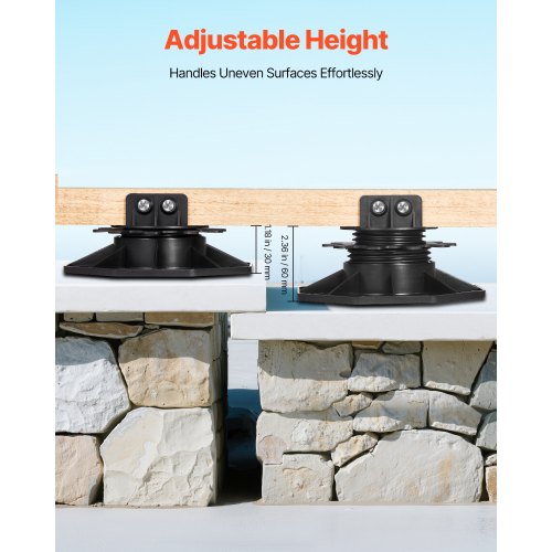 12 pcs adjustable deck supports pedestal deck foundation base 3.1-6.2 cm