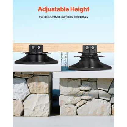 12 pcs adjustable deck supports pedestal deck foundation base 3.1-6.2 cm