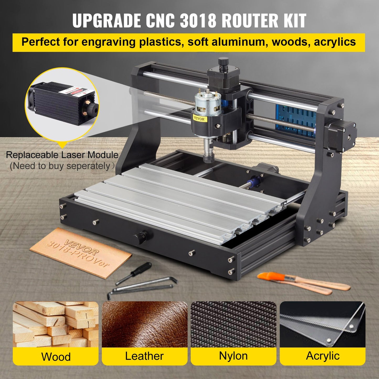 CNC 3018 Pro 300×180×45 mm CNC Machine GRBL Control Mini Engraver with Offline Controller 3 Axis Engraving Machine for Carving Milling Plastic Acrylic PVC Wood