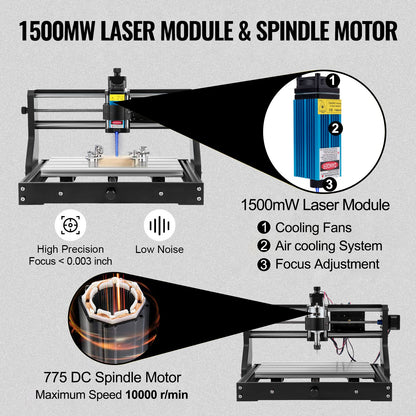 Cnc 3018 Pro 15W Cnc 3018 300×180×45mm Cnc Machine GRBL Control Mini Laser Engraver With Offline Controller 3 Axis Laser Engraving Machine for Carving Milling Plastic Acrylic PVC Wood