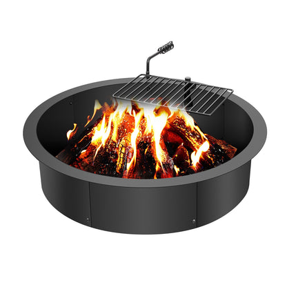 Fire Pit Ring with BBQ Fire Ring 35 Inch Exterior Steel DIY Campfire Firepit