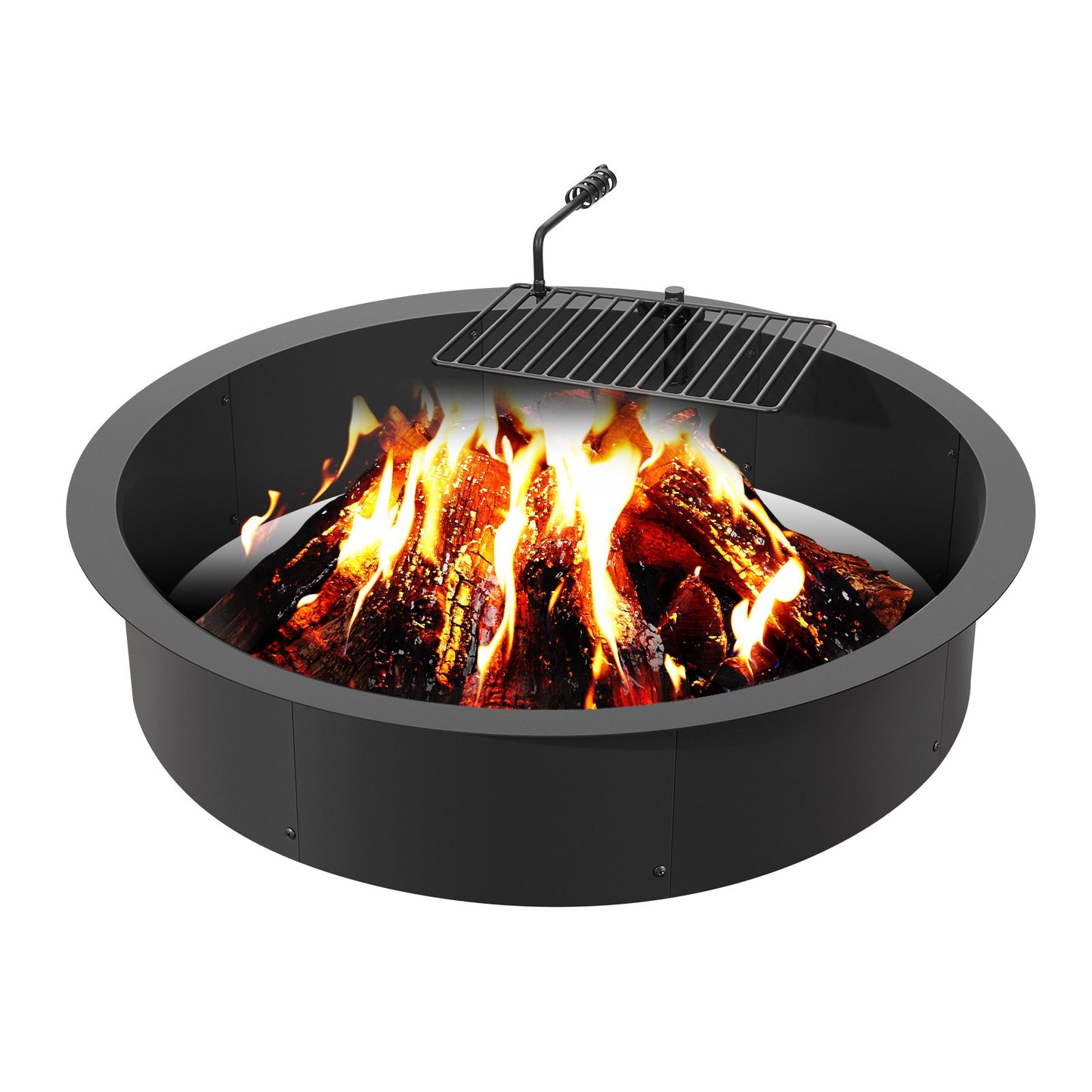 Fire Pit Ring with BBQ Fire Ring 40 Inch Outer Steel DIY Campfire Firepit