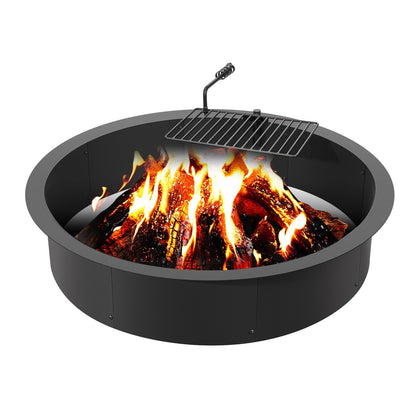 Fire Pit Ring with BBQ Fire Ring 40 Inch Outer Steel DIY Campfire Firepit