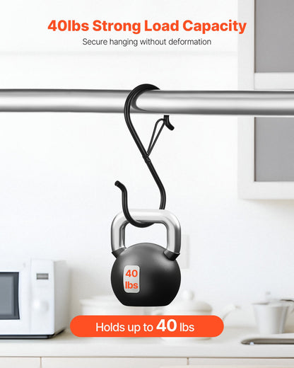S Hooks 36 Pack, 39.68 LBS Capacity for Bars up to 0.85 Inch, S Shaped Hooks with Safety Buckle, Heavy Duty Metal Hangers for Plants, Jeans, Clothes in Garden, Closet, Kitchen, Bedroom, Black