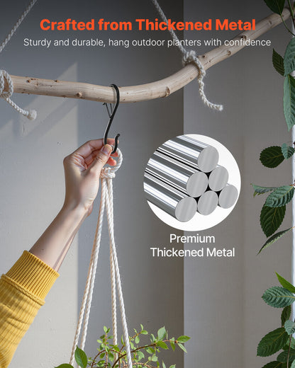 S Hooks 36 Pack, 39.68 LBS Capacity for Bars up to 0.85 Inch, S Shaped Hooks with Safety Buckle, Heavy Duty Metal Hangers for Plants, Jeans, Clothes in Garden, Closet, Kitchen, Bedroom, Black