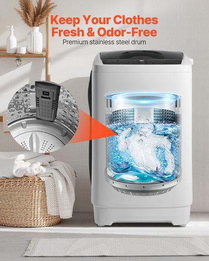 Portable Washing Machine, Portable Washer 1.3 cu.ft with LED Display, Stainless Steel Drum, 8 Wash Programs & 6 Adjustable Water Levels, Portable Washer Machine for Apartments, RVs, and Dorms