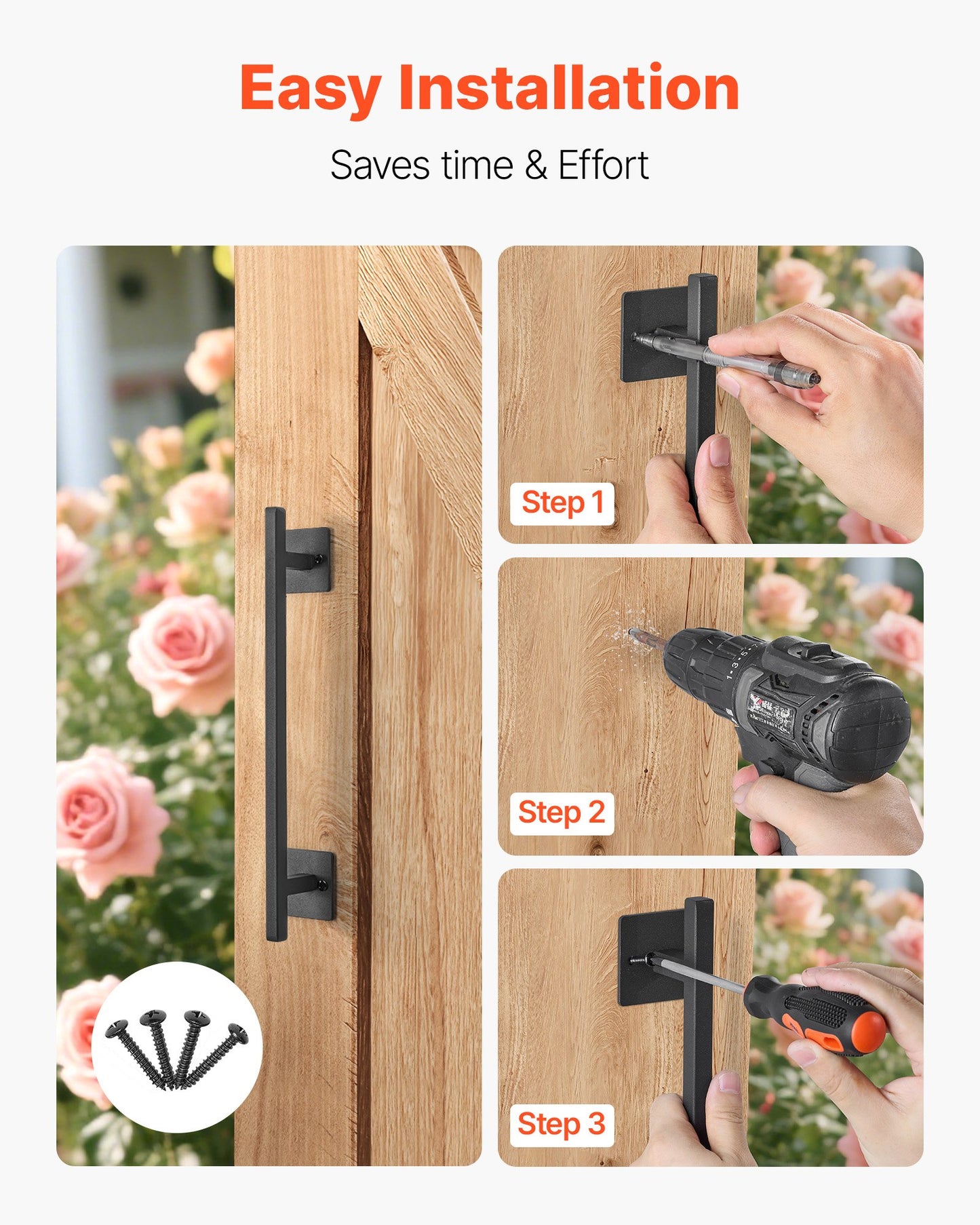 Barn Door Handle, 12.6 in Rustic Fence Gate Handle, Rust-Resistant Coating, Heavy Duty Carbon Steel Outdoor Gate Handles, Easy to Install, Metal Sliding Door Pulls for Garage Shed Closet Pantry