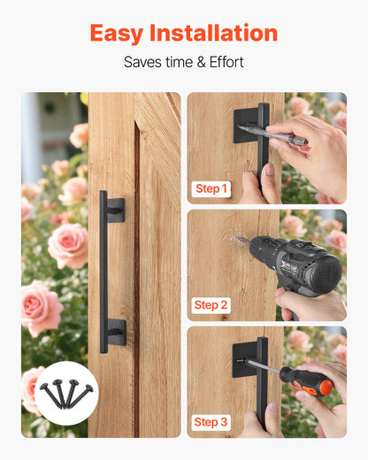 Barn Door Handle, 12.6 in Rustic Fence Gate Handle, Rust-Resistant Coating, Heavy Duty Carbon Steel Outdoor Gate Handles, Easy to Install, Metal Sliding Door Pulls for Garage Shed Closet Pantry