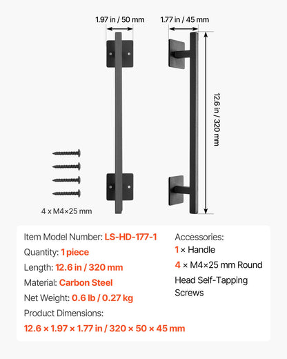 Barn Door Handle, 12.6 in Rustic Fence Gate Handle, Rust-Resistant Coating, Heavy Duty Carbon Steel Outdoor Gate Handles, Easy to Install, Metal Sliding Door Pulls for Garage Shed Closet Pantry
