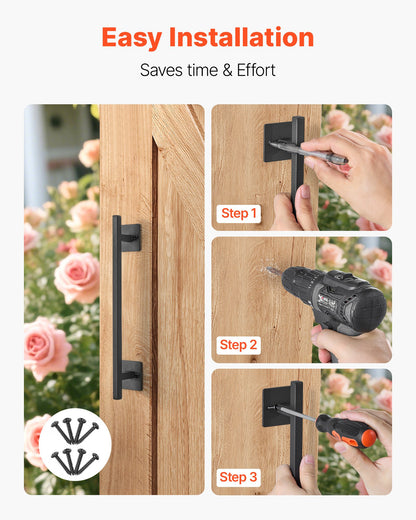 Barn Door Handle, 2Pcs 12.6 in Rustic Fence Gate Handle, Rust-Resistant Coating, Heavy Duty Carbon Steel Outdoor Gate Handles, Easy to Install, Metal Sliding Door Pulls for Garage Shed Pantry