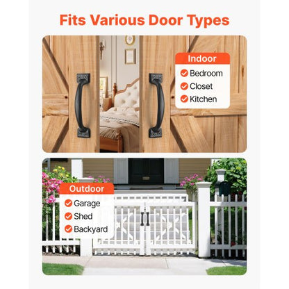 4 pcs. Barn Door Handles, 6.5 Inch, Rustic, Heavy Duty Garden Gates, Shed Handles | EU