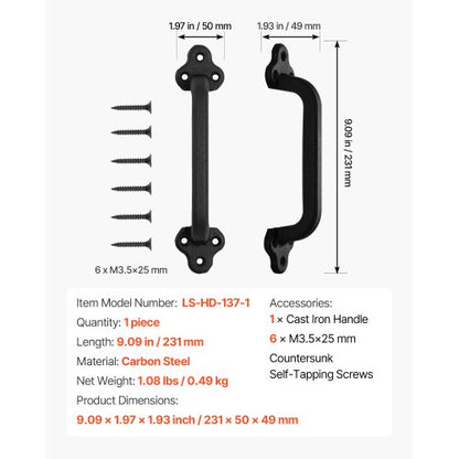 Barn Door Handle 9 Inch Rustic Heavy Duty Garden Gate Handle for Shed | EU