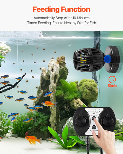 Aquarium Wave Maker, 10W, 1057 GPH Quiet and Strong DC Powerhead, Adjustable Fish Tank Circulation Pump with Controller, Strong Magnetic Base, 360° Rotating Wavemaker, for Freshwater Saltwater