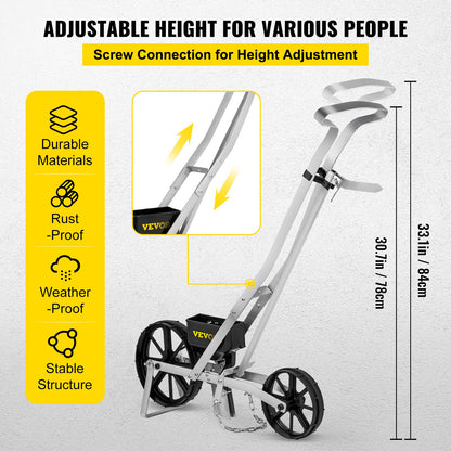 Gartensämaschine, Präzisions-Gartensämaschine aus Metall mit 6 Saatplatten, handgeführte Reihensaat, manueller Gartengrasverteiler zum Aussäen von Saatgut, Hinterhof-Landwirtschaft für verschiedene Saaten