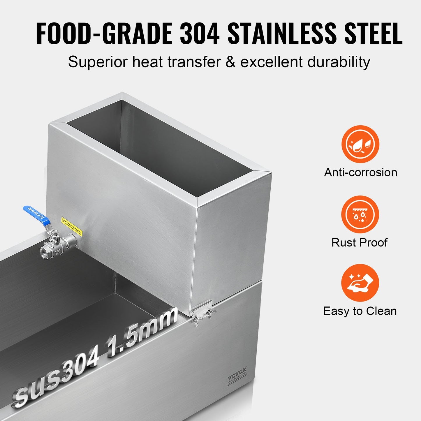 Maple Syrup Evaporator Pan 304 Stainless Steel with Valves and Thermometer