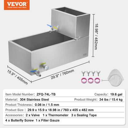 Maple Syrup Evaporator Pan 304 Stainless Steel with Valves and Thermometer