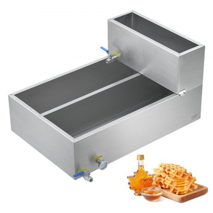 Maple Syrup Evaporator Pan, 35 Gallon, 509 Cups of 8.8oz Maple Syrup, Flat Evaporator Pan with Thermometer, 2 Valves and 3 Heating Methods, 304 Stainless Steel Maple Syrup Pan for Home, Outdoor