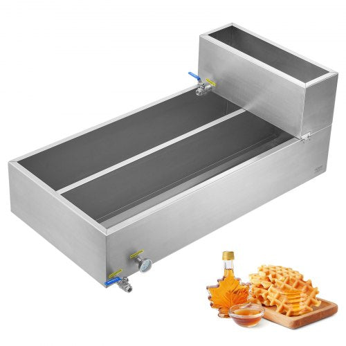 Maple Syrup Evaporator Pan, 47 Gallon, 683 Cups of 8.8oz Maple Syrup, Flat Evaporator Pan with Thermometer, 2 Valves and 3 Heating Methods, 304 Stainless Steel Maple Syrup Pan for Home, Outdoor