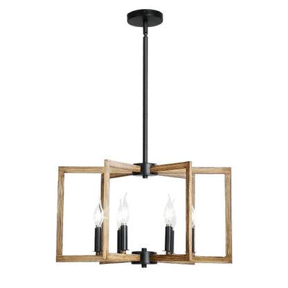 6-Light Chandelier, Metal Farmhouse Chandelier, Adjustable Height, Dining Room Hanging Light Fixture for Ceilings, Modern Chandelier for Bedroom, Foyer, Hall, Kitchen, Living Room and Entryway
