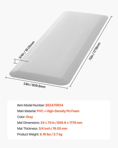 Fall Mat for Elderly 3/4-Inch Thickened Fall Protection Mat 24 x 70 Inches