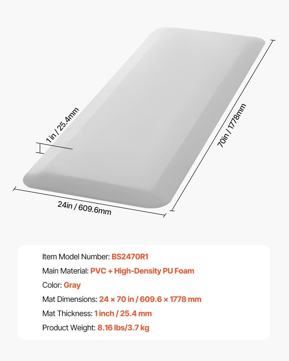 Fall Mat for Elderly 1-Inch Thickened Fall Protection Mat 24 x 70 Inches