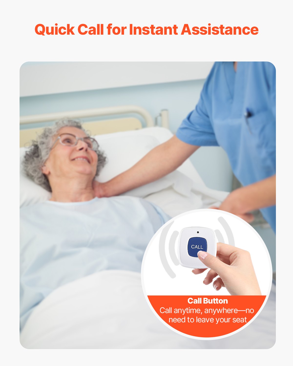 Early Alert Bed Alarm System, Wireless Bed and Chair Sensor Pad with Call Button & Pager, Pre-Alert Safety Bed Alarms and Fall Prevention for Elderly, Dementia Patients, and Adults