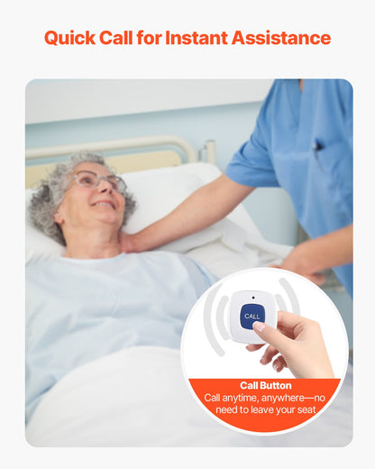 Early Alert Bed Alarm System, Wireless Bed and Chair Sensor Pad with Call Button & Pager, Pre-Alert Safety Bed Alarms and Fall Prevention for Elderly, Dementia Patients, and Adults