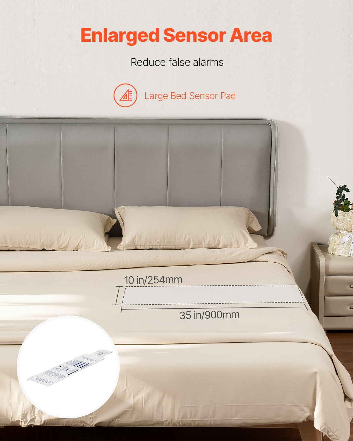 Early Alert Bed Alarm System, Wireless Bed Sensor Pad with Call Button & Pager, Pre-Alert Safety Bed Alarms and Fall Prevention for Elderly, Dementia Patients, and Adults (10 x 35-inch)