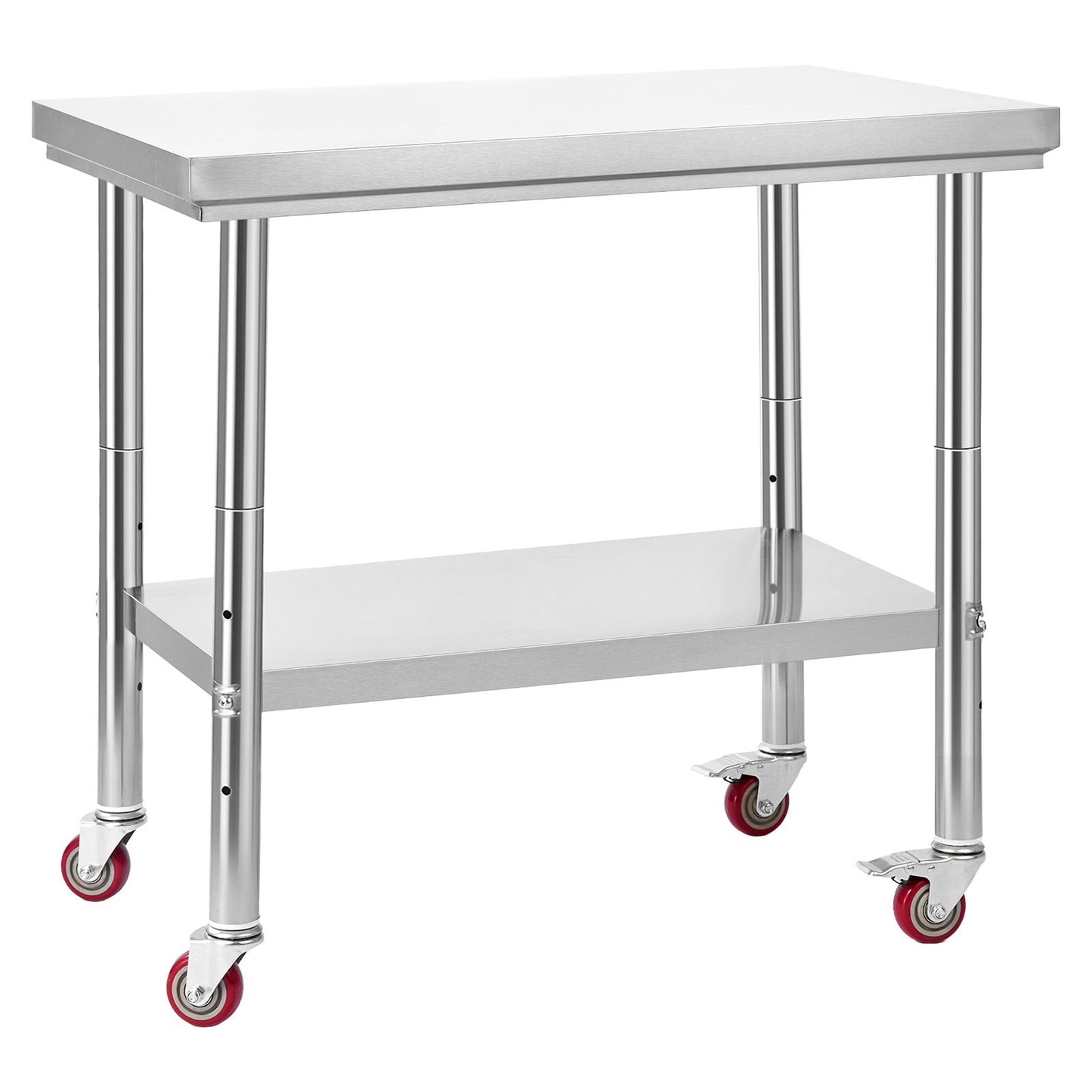 Stainless Steel Table, 24 x 35.4 Inches Food Prep Worktable with Wheels, Kitchen Prep Table with Adjustable Undershelf Workstations for Commercial Kitchen, Restaurant, Hotel and Garage, Outdoor