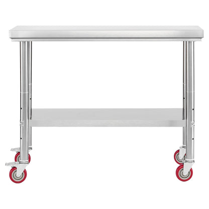 Stainless Steel Table, 24 x 35.4 Inches Food Prep Worktable with Wheels, Kitchen Prep Table with Adjustable Undershelf Workstations for Commercial Kitchen, Restaurant, Hotel and Garage, Outdoor
