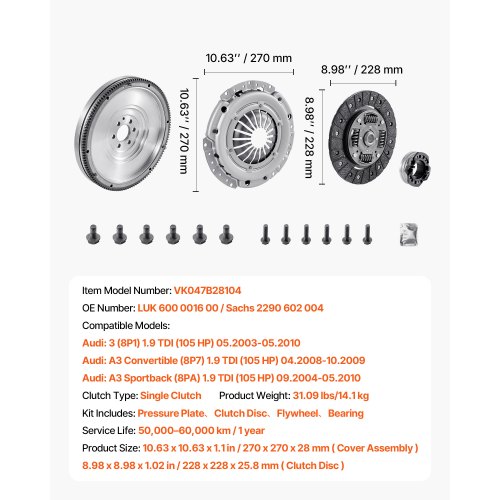 OEM Premium Kupplungssatz und Schwungrad Komplettset für die Audi A3 Serie