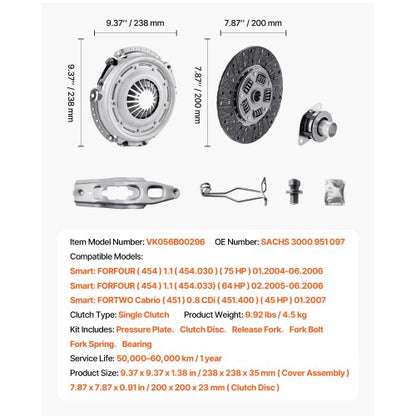 OEM Premium Kupplungssatz und Druckplatte für Smart FORFOUR/FORTWO