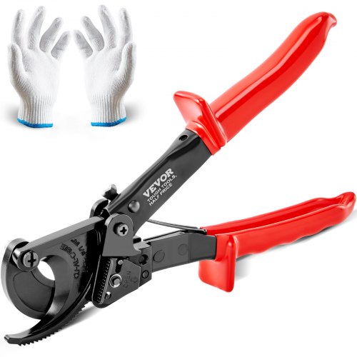 Ratcheting Cable Cutter, 10" Wire Cutter Heavy Duty with Gloves, Strong Silicon-Manganese Spring Steel Blade-for Cutting Up to 240 mm² /473 MCM Electrical Wire