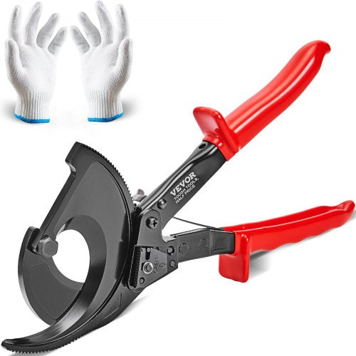 Ratcheting Cable Cutter, 11" Wire Cutter Heavy Duty with Gloves, Strong Silicon-Manganese Spring Steel Blade-for Cutting Up to 400 mm² / 780 MCM Electrical Wire