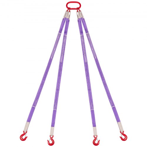 Lifting Sling Straps, Four Leg Polyester Bridle Sling with Hooks, 6600LB Capacity, 5Ft Heavy Duty Rigging Strap, Thickened & Wear-Resistant Webbing Slings for Engines Cranes Hoists Truck