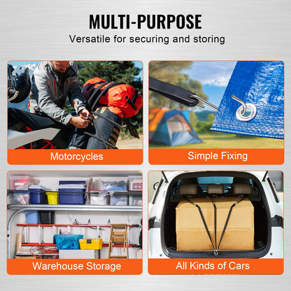 10 Stück Flachspannseil-Set 20 mm Hochleistungs-Spanngurte mit S-Haken