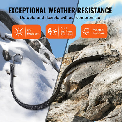 50 pcs Flat Bungee Cord Set 19.8mm Heavy Duty Bungee Straps with S Hook