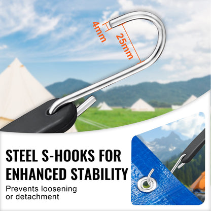 50 pcs Flat Bungee Cord Set 19.8mm Heavy Duty Bungee Straps with S Hook