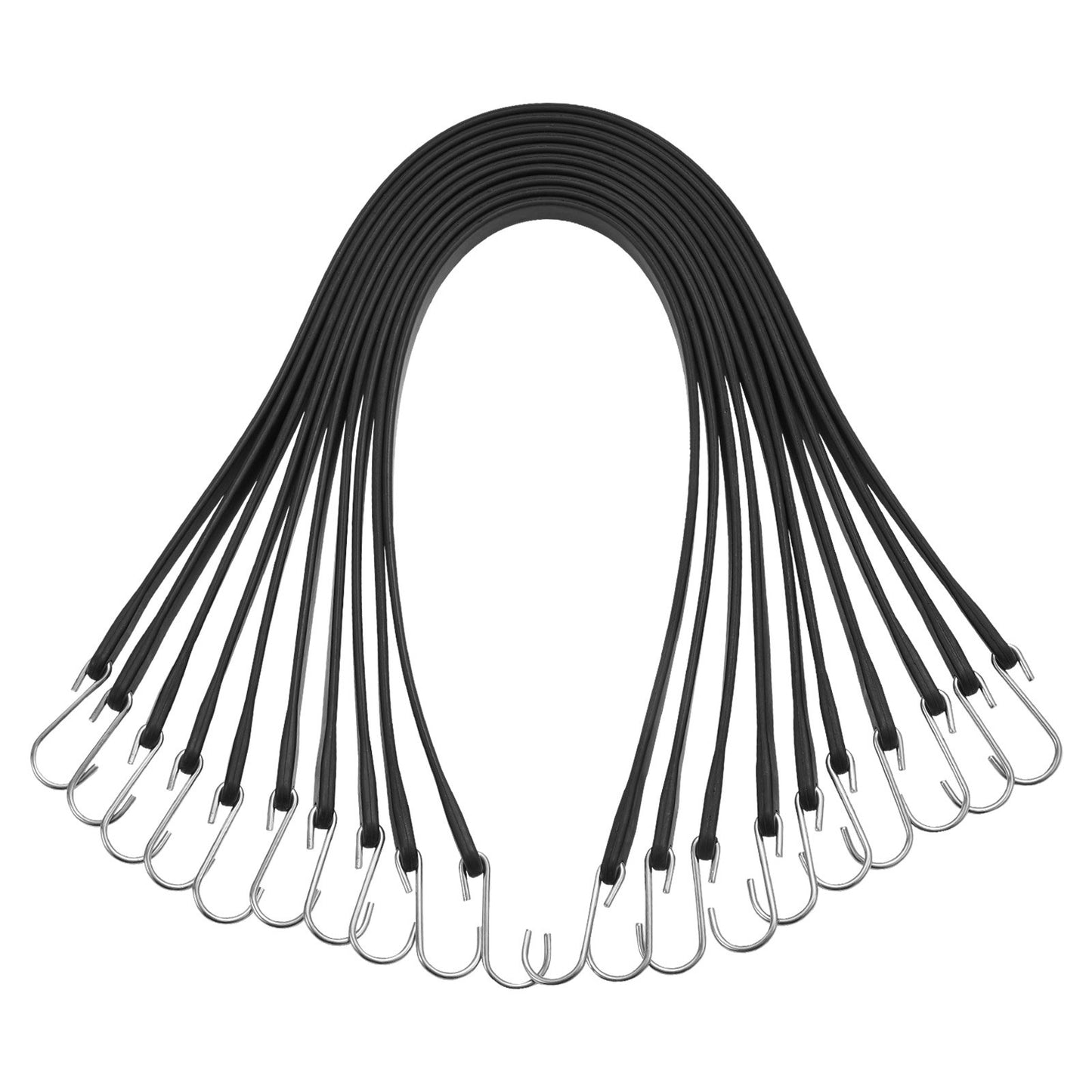 50 pcs Flat Bungee Cord Set 19.8mm Heavy Duty Bungee Straps with S Hook