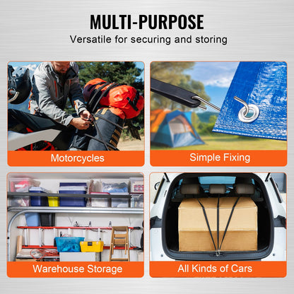 10 pcs Flat Bungee Cord Set 20 mm Heavy Duty Bungee Straps with S-hook 36