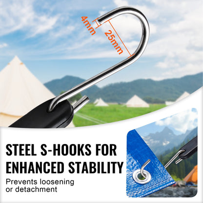 10 pcs Flat Bungee Cord Set 20 mm Heavy Duty Bungee Straps with S-hook 36