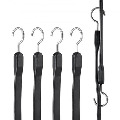 4 Piece Flat Bungee Cord, 20 mm Heavy Duty Bungee Straps with Steel S-Hooks, 40" Elastic Bungee Rope for Cargo, Tarps, Trucks and Tent, Black