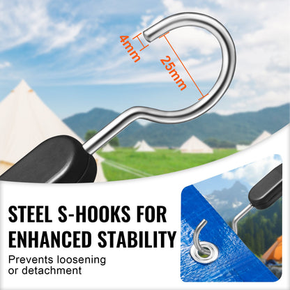 4 pcs Flat Bungee Cord Set 20 mm Heavy Duty Bungee Straps with S-Hook 40