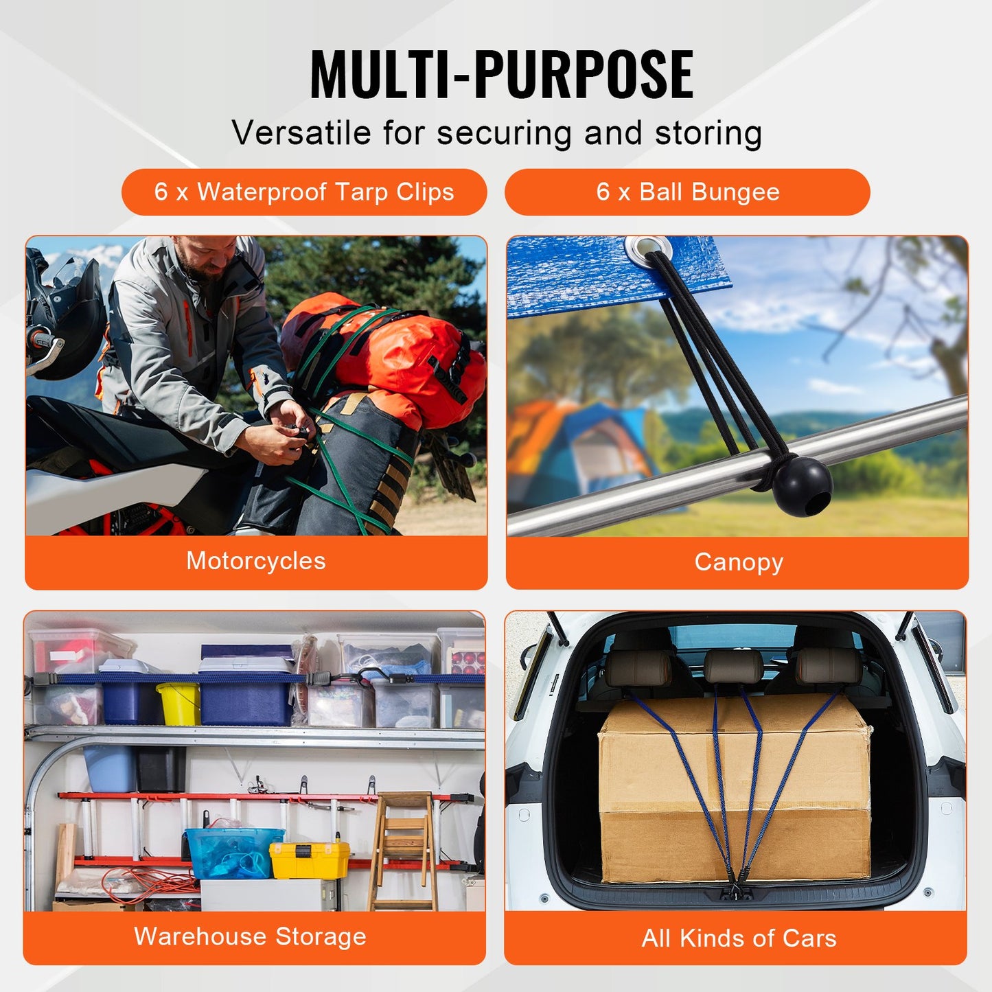 32pc Flat Bungee Cord Set 17mm Heavy Duty Bungee Straps with J-Hooks