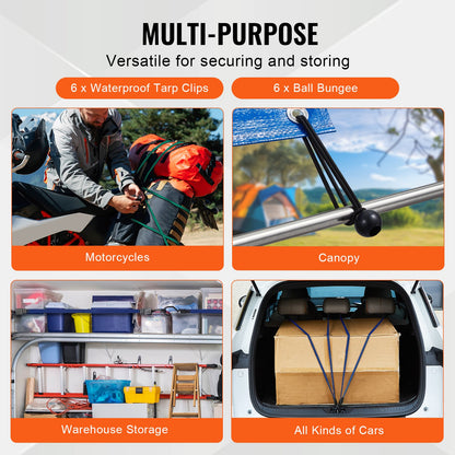 32pc Flat Bungee Cord Set 17mm Heavy Duty Bungee Straps with J-Hooks