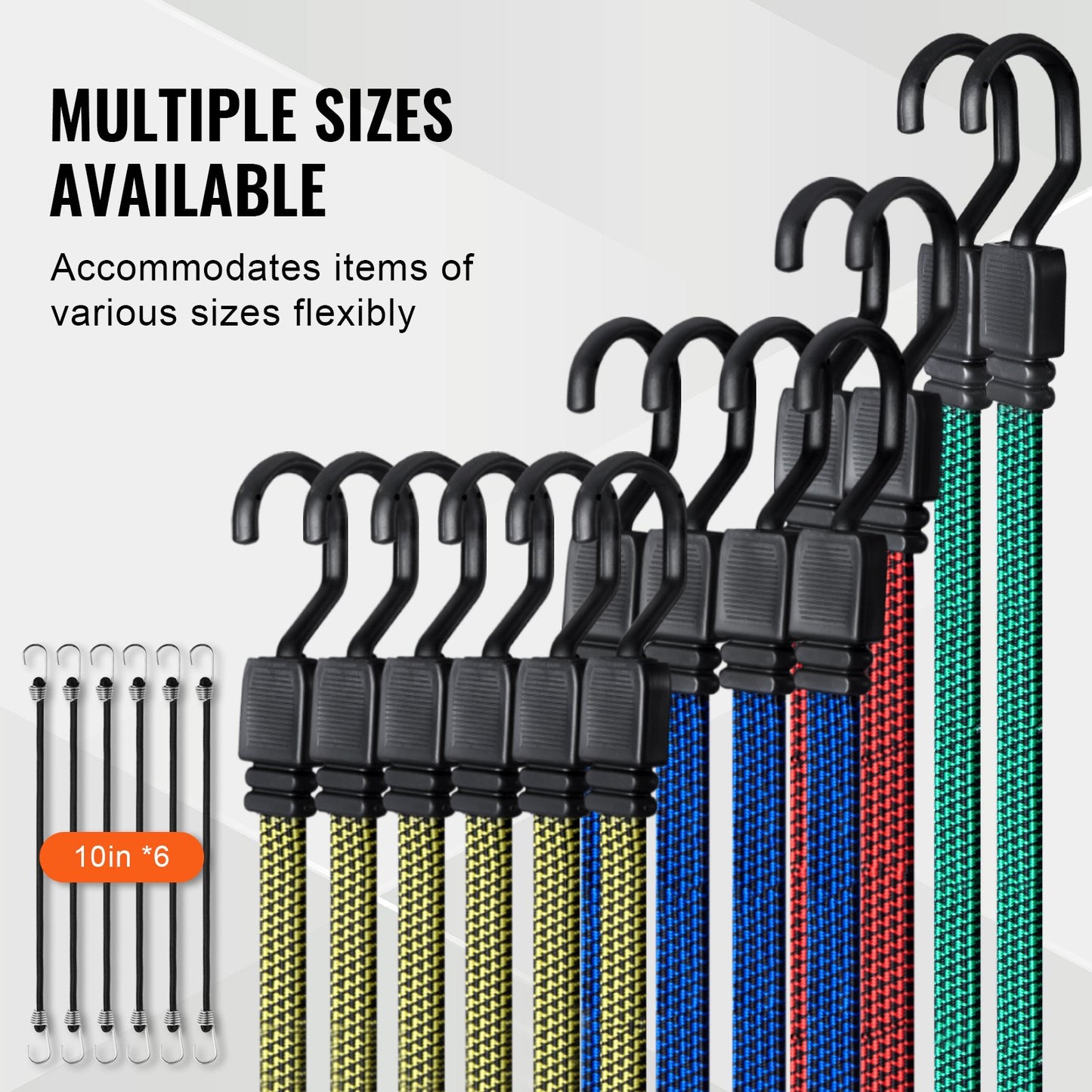 32pc Flat Bungee Cord Set 17mm Heavy Duty Bungee Straps with J-Hooks