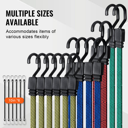 32pc Flat Bungee Cord Set 17mm Heavy Duty Bungee Straps with J-Hooks