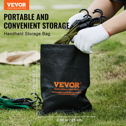 32pc Flat Bungee Cord Set 17mm Heavy Duty Bungee Straps with J-Hooks