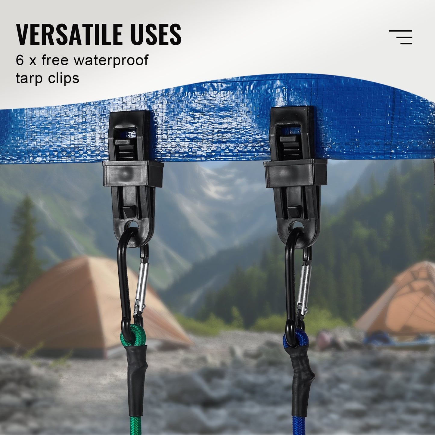 30 pc Bungee Cord Set 8mm Heavy Duty Bungee Straps with steel carabiners