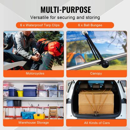 30 pc Bungee Cord Set 8mm Heavy Duty Bungee Straps with steel carabiners